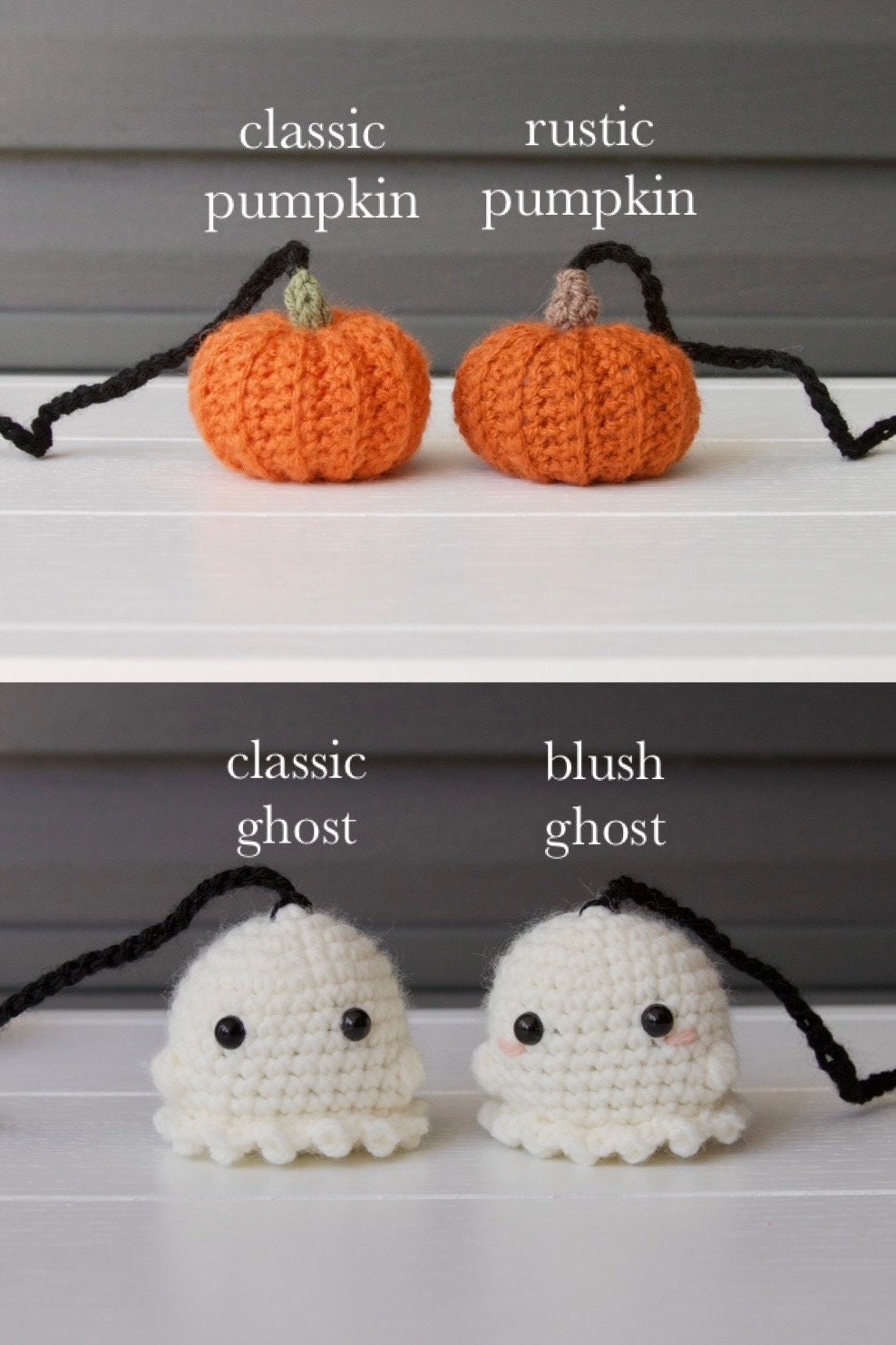 Crochet Pumpkin & Ghost Car Charm