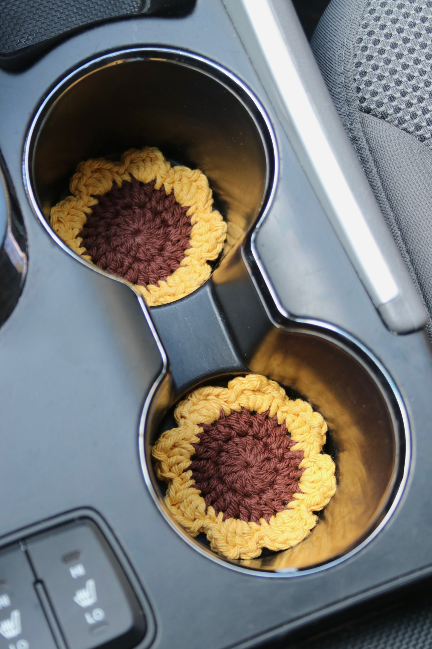 Crochet Sunflower Car Coasters