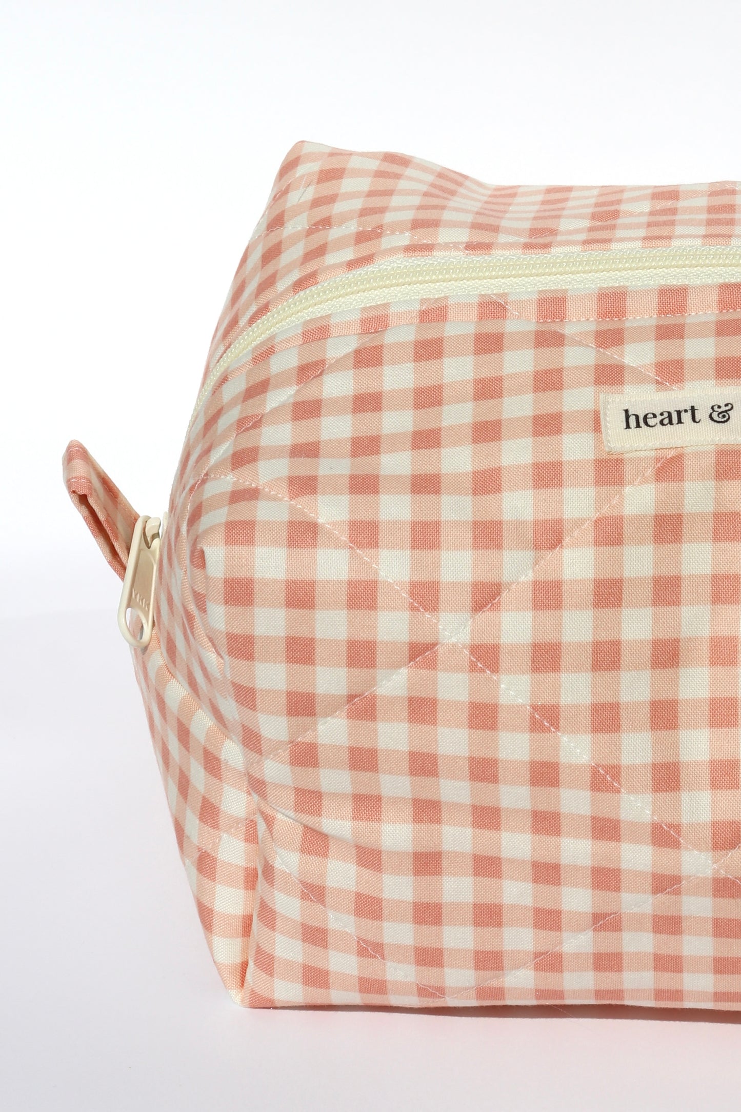 Dusty Pink Gingham Makeup Bag