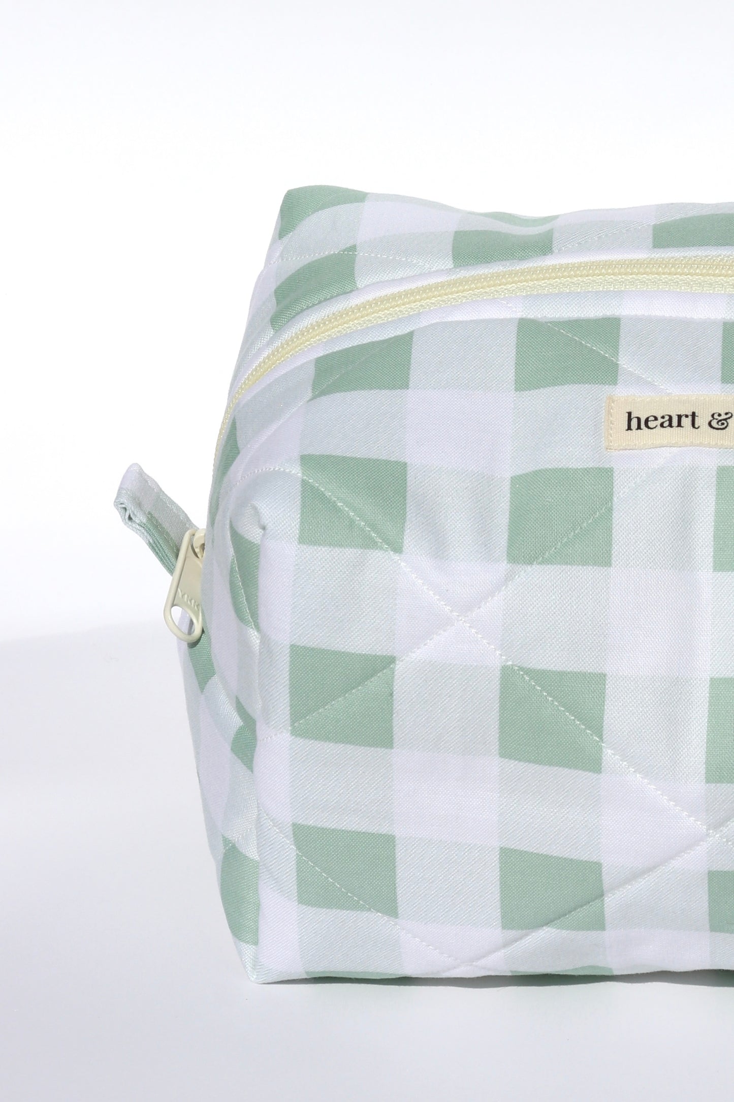 Green Gingham Makeup Bag