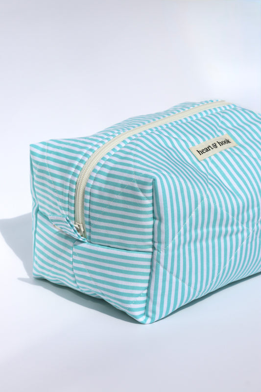 Seafoam Stripe Makeup Bag