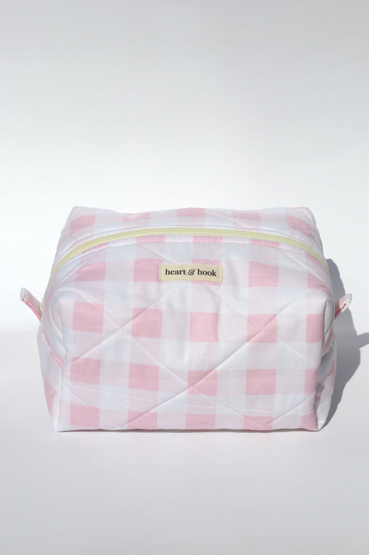 Pink Gingham Makeup Bag