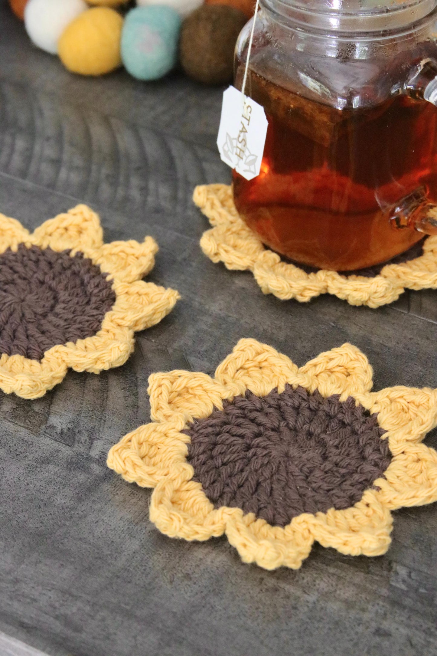 Crochet Sunflower Coasters