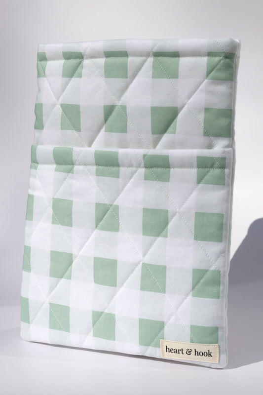 Green Gingham E-Reader / Book Sleeve