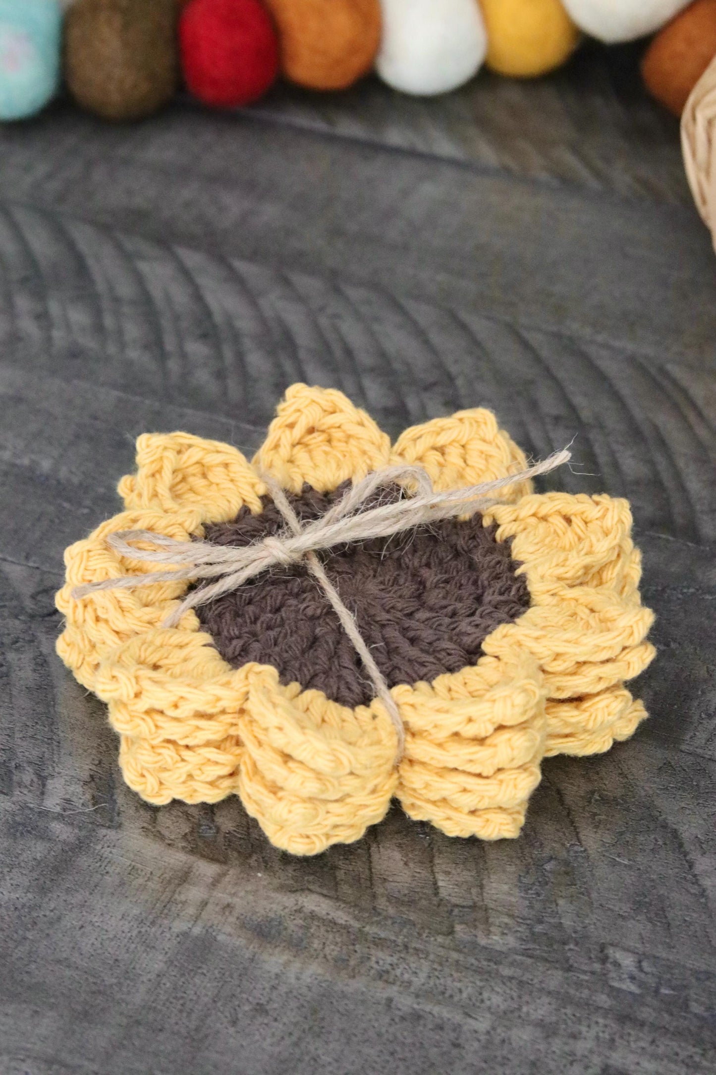 Crochet Sunflower Coasters