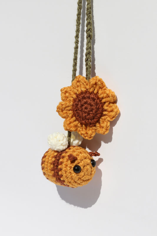 Sunflower & Bee Car Charm