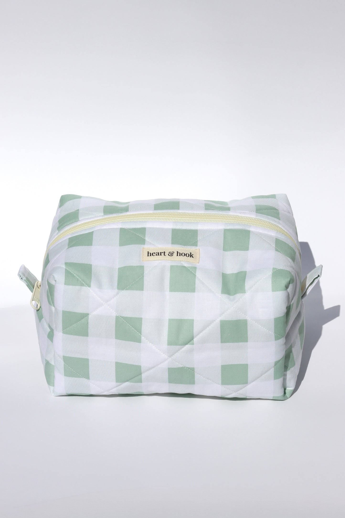 Green Gingham Makeup Bag