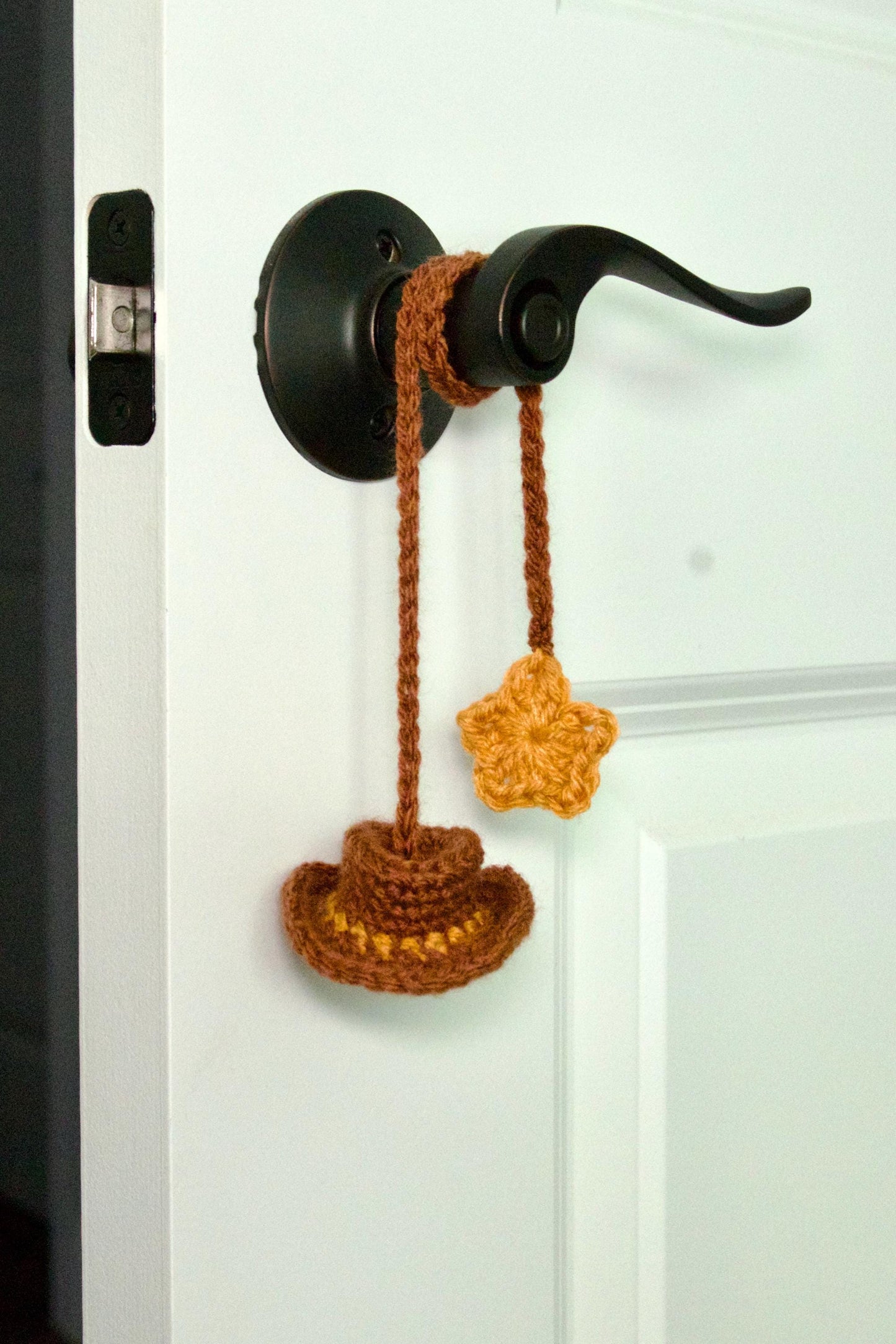 Crochet Cowboy Hat & Star “cowboy like me” Car Charm