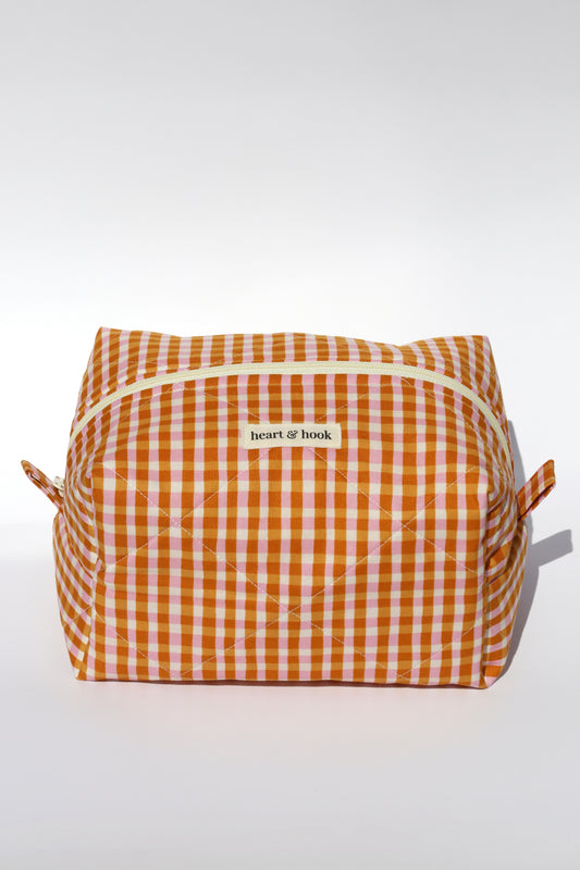 Colorblock Check Makeup Bag