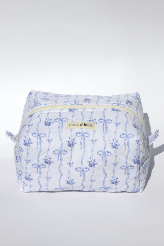 Blue Ribbon Blooms Makeup Bag