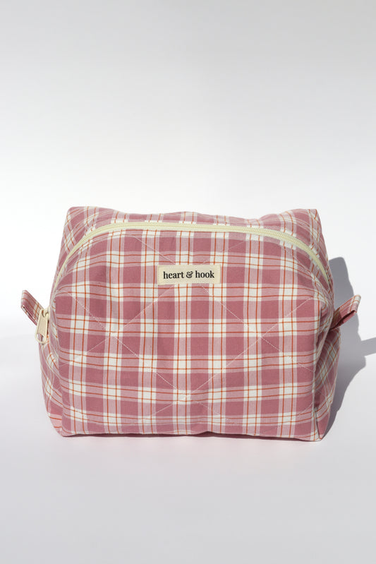 Plum Plaid Makeup Bag