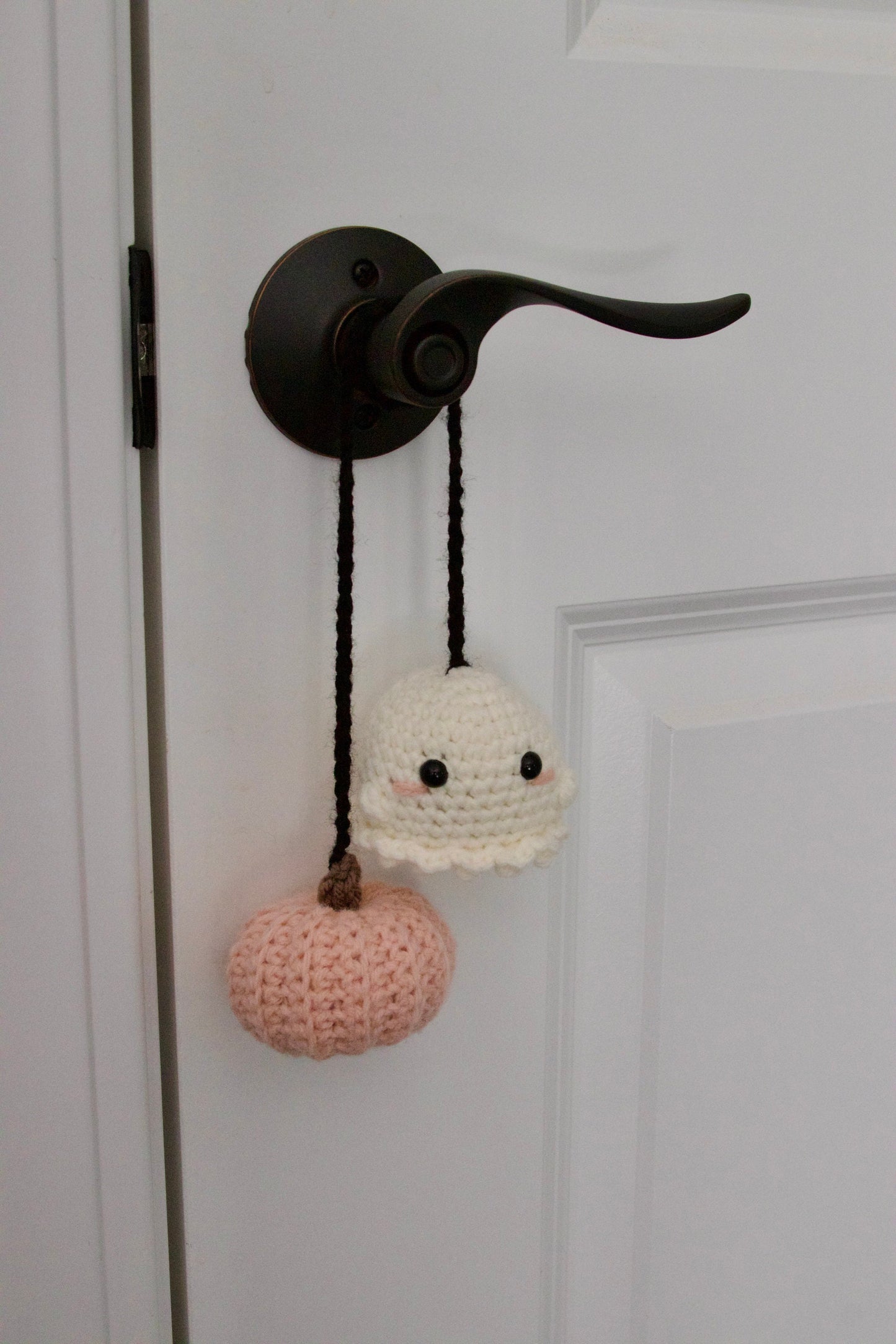 Crochet Pink Pumpkin & Ghost Car Charm