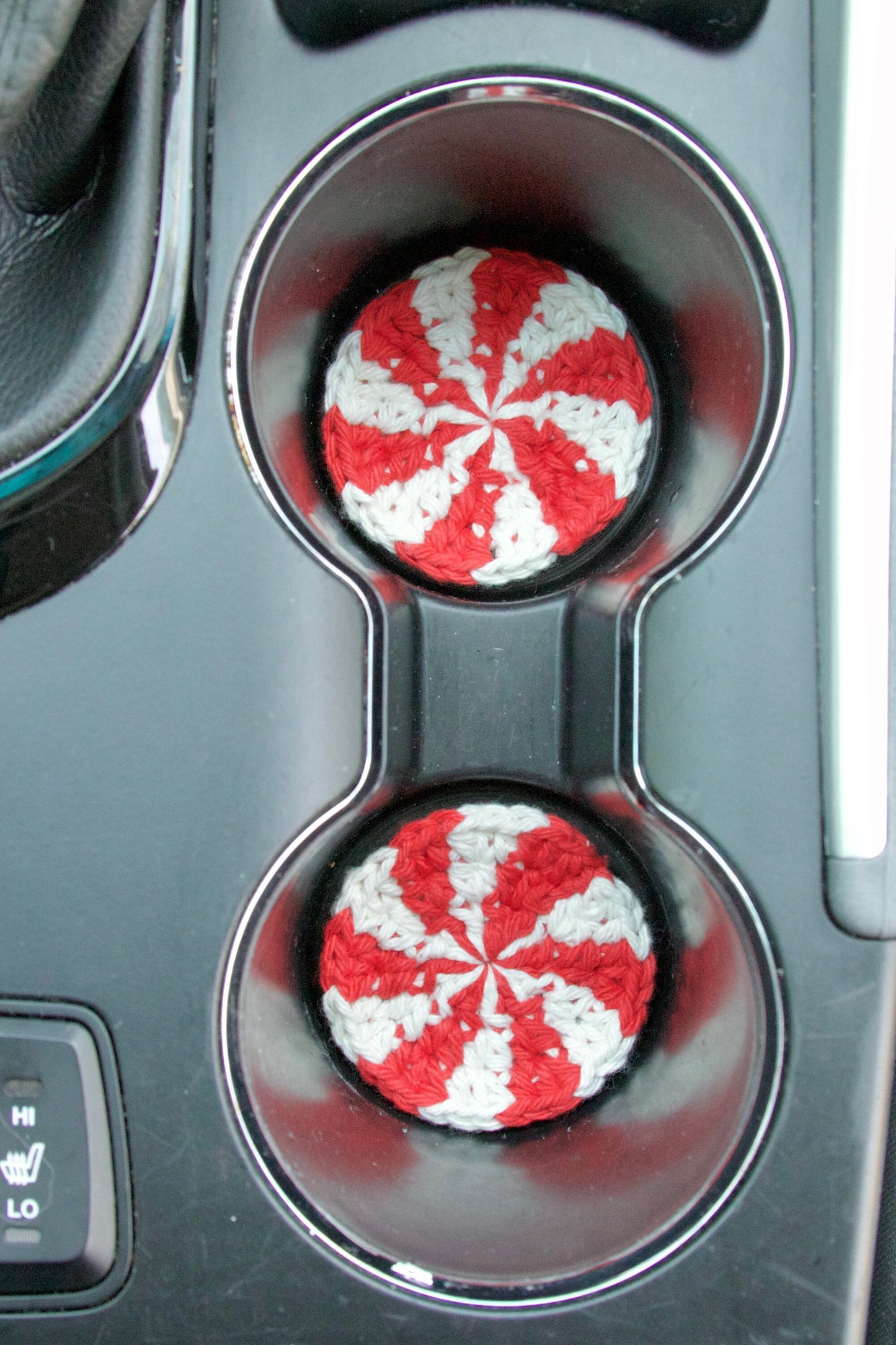 Crochet Peppermint Car Coasters