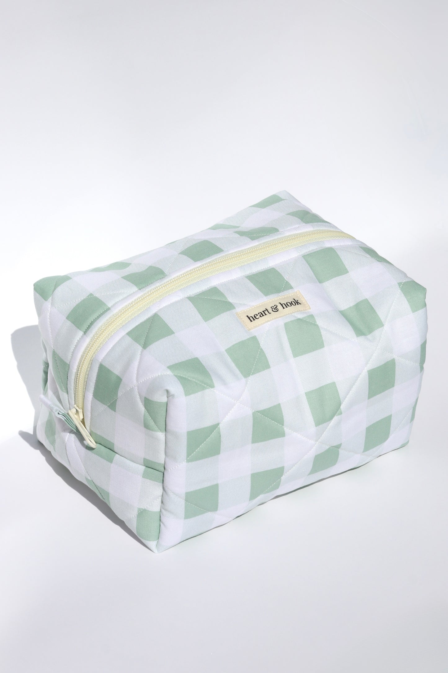 Green Gingham Makeup Bag