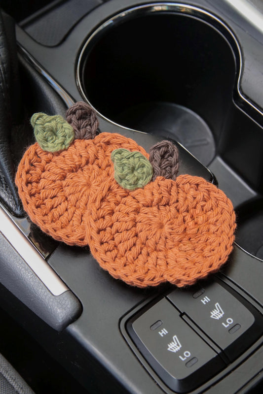 Crochet Pumpkin Car Coasters