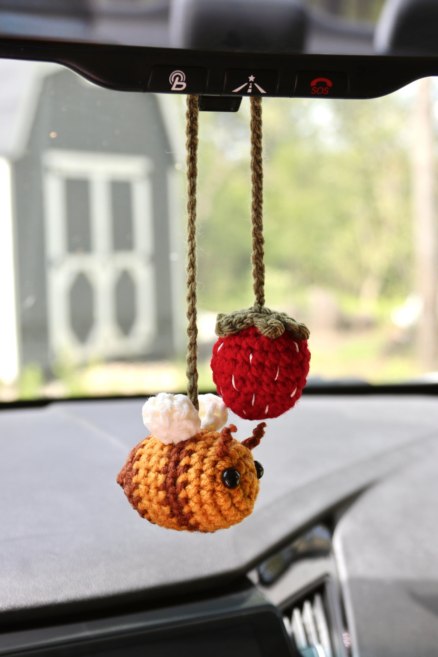 Strawberry & Bee Car Charm
