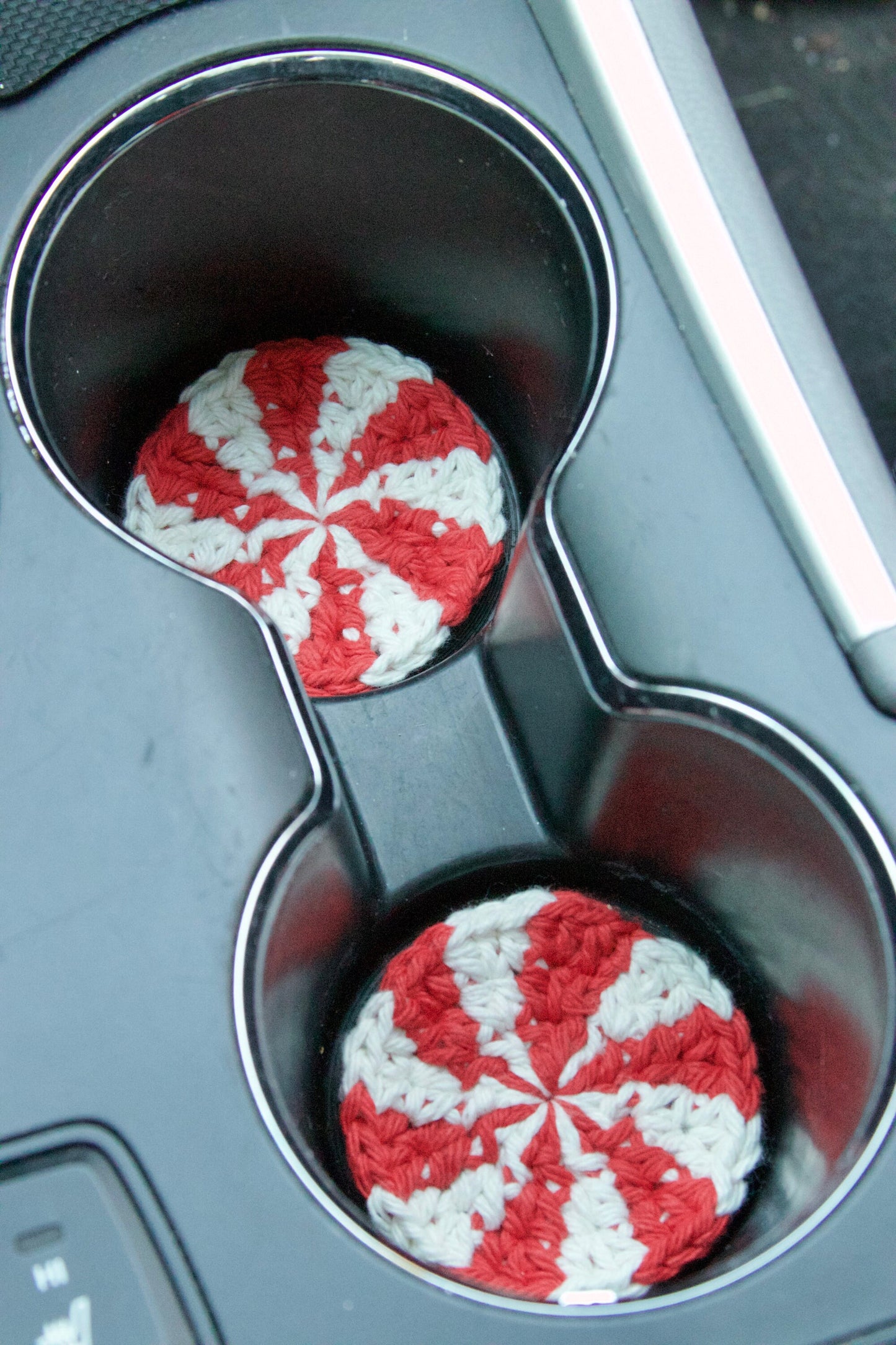 Crochet Peppermint Car Coasters