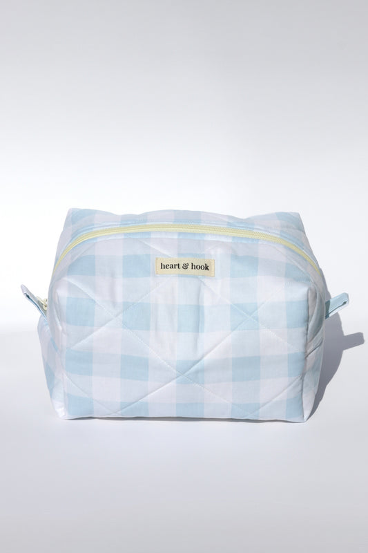 Blue Gingham Makeup Bag