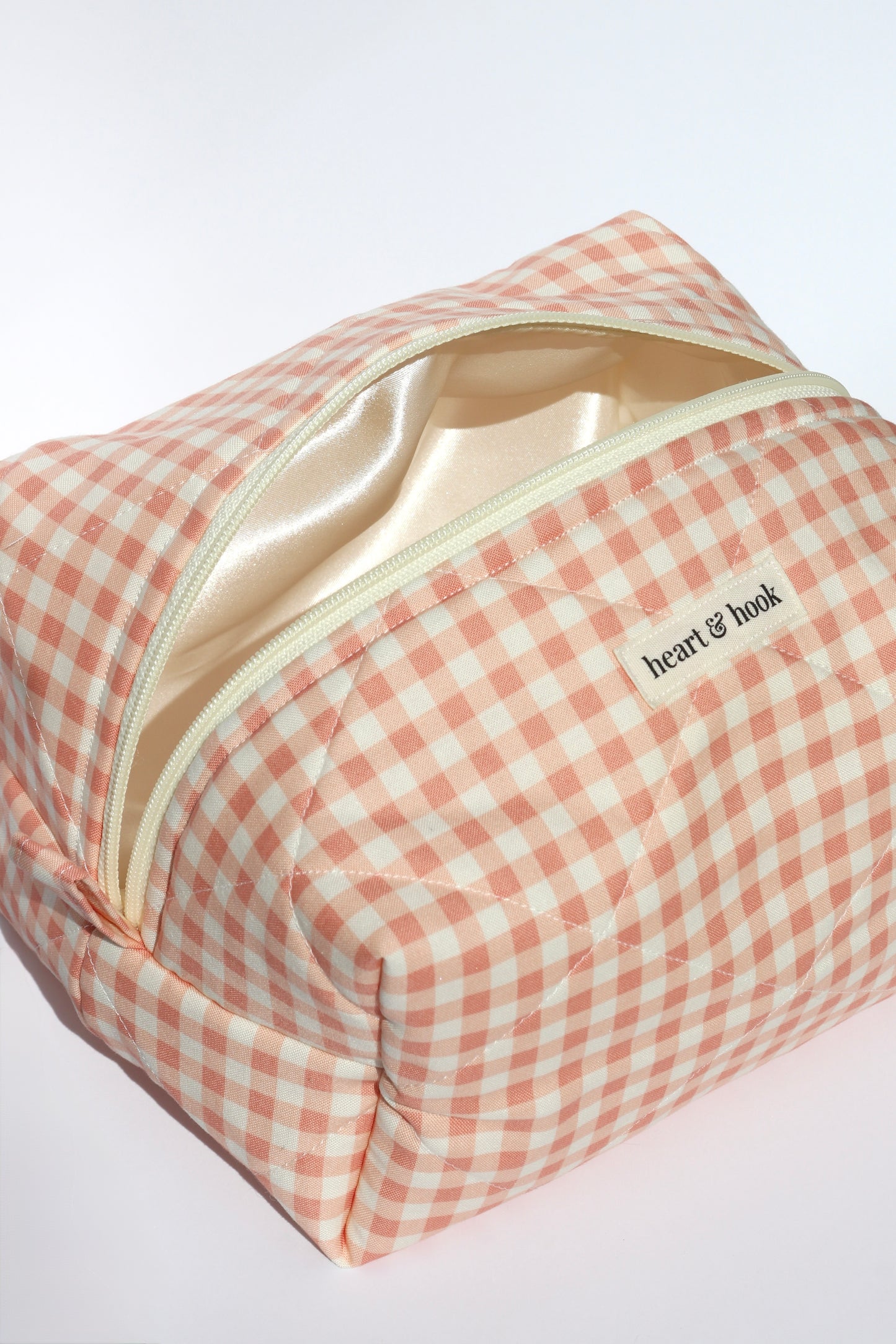 Dusty Pink Gingham Makeup Bag