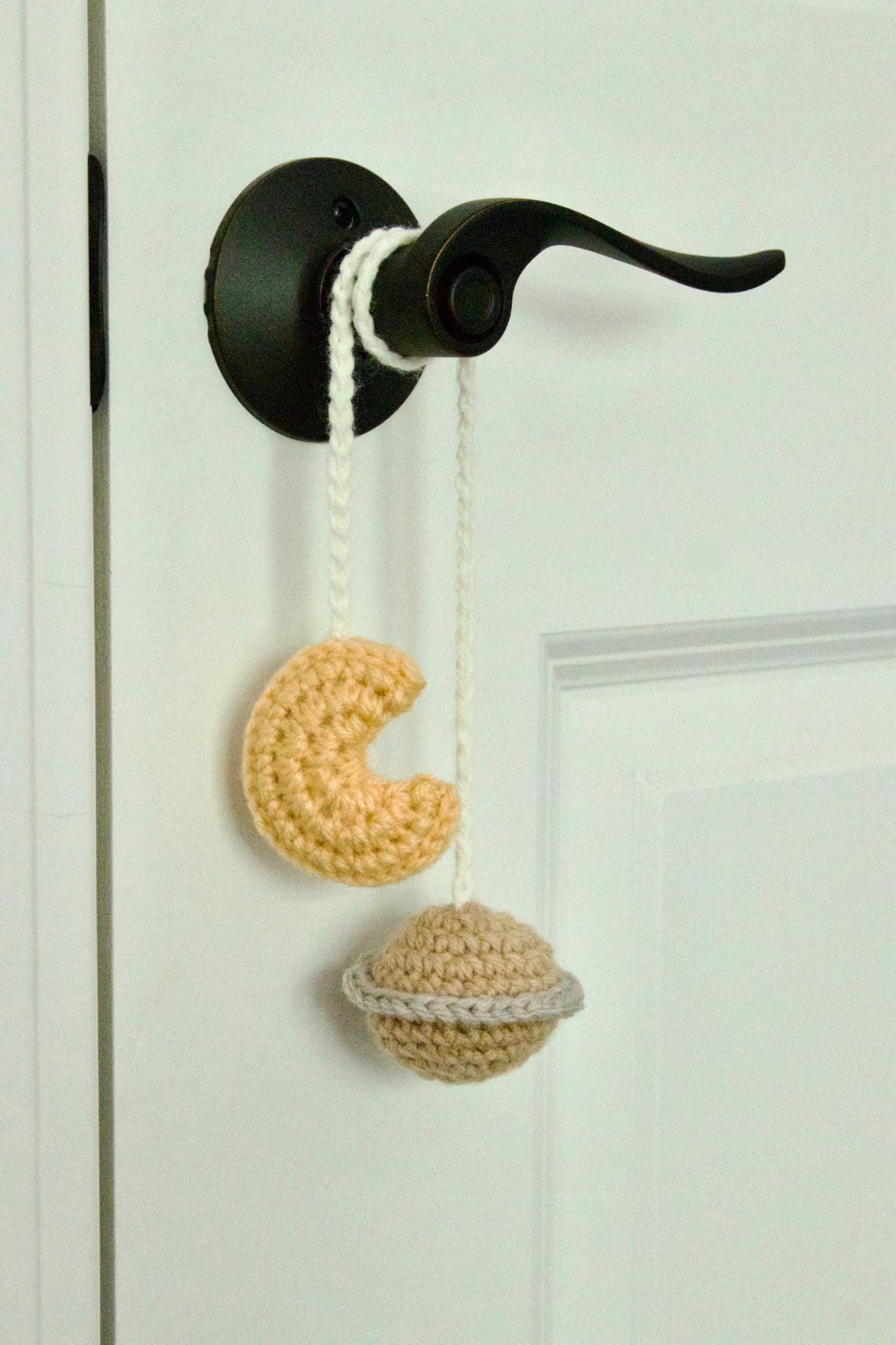 Crochet Moon & Saturn “love you to the moon and to saturn” Car Charm