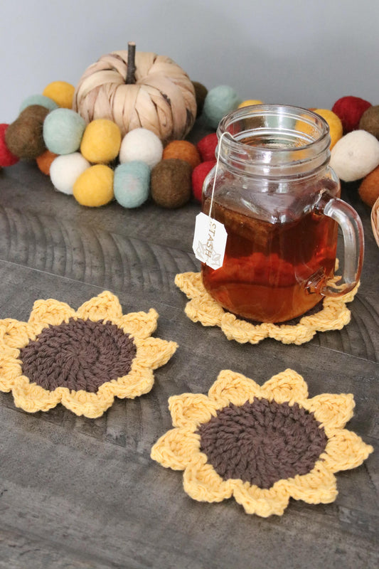 Crochet Sunflower Coasters