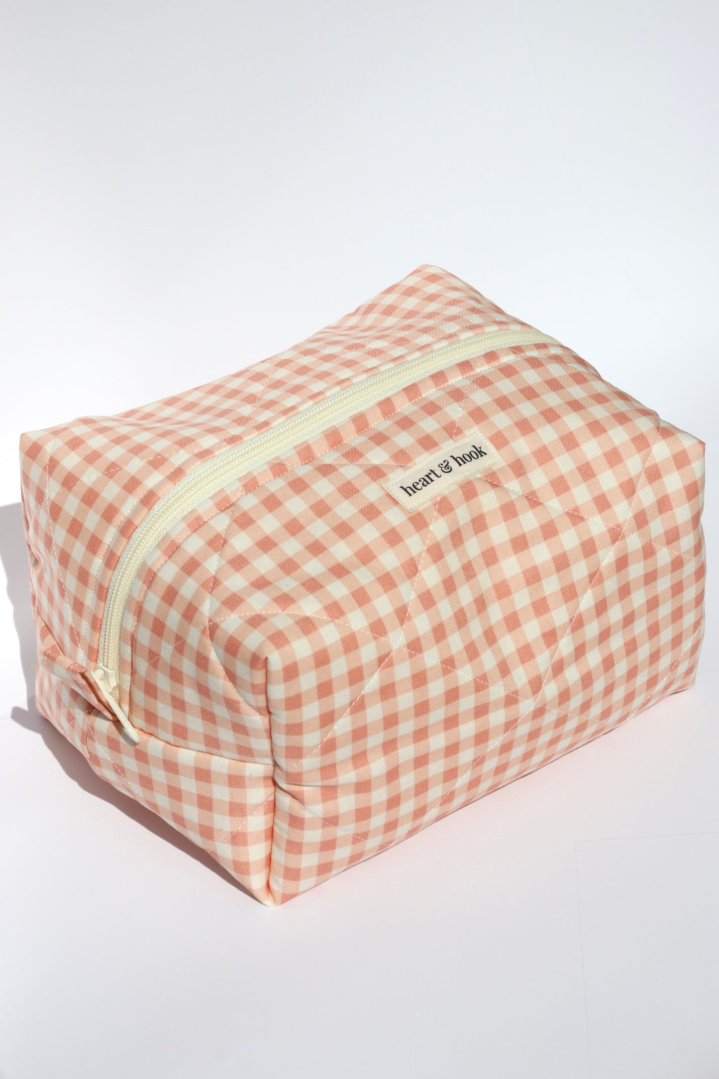 Dusty Pink Gingham Makeup Bag