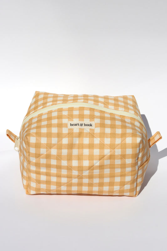Honey Gingham Makeup Bag