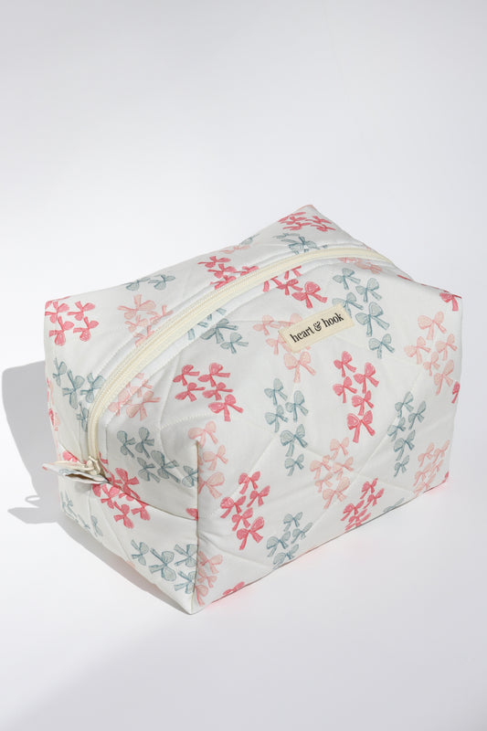 Blush & Blue Bows Makeup Bag