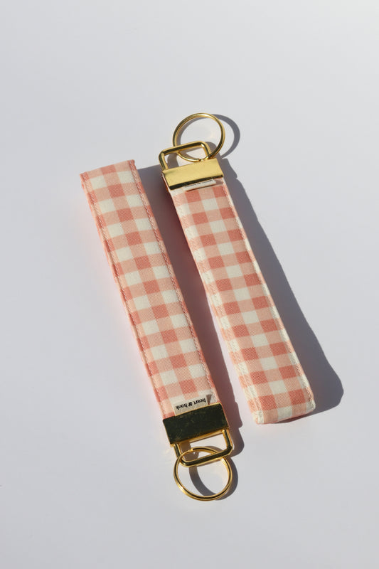 Dusty Pink Gingham Wristlet