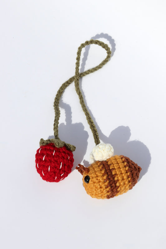 Strawberry & Bee Car Charm