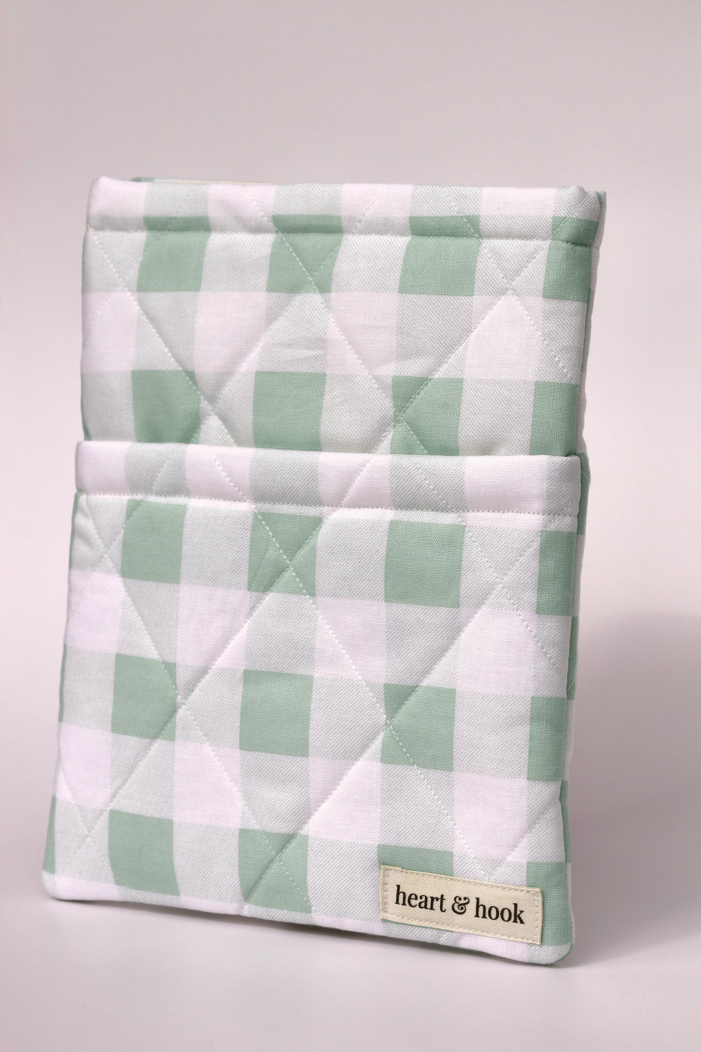 Green Gingham E-Reader / Book Sleeve