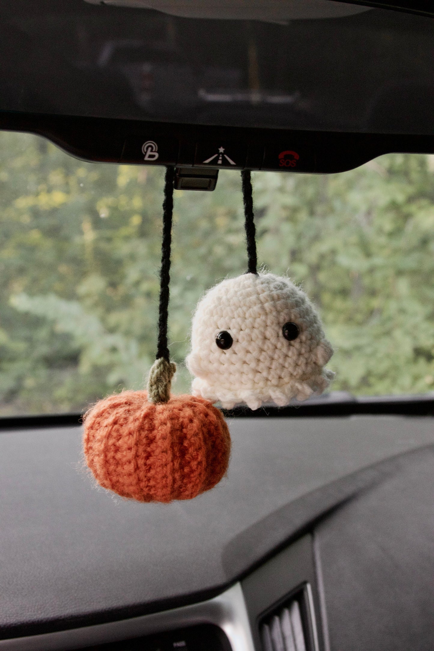 Crochet Pumpkin & Ghost Car Charm