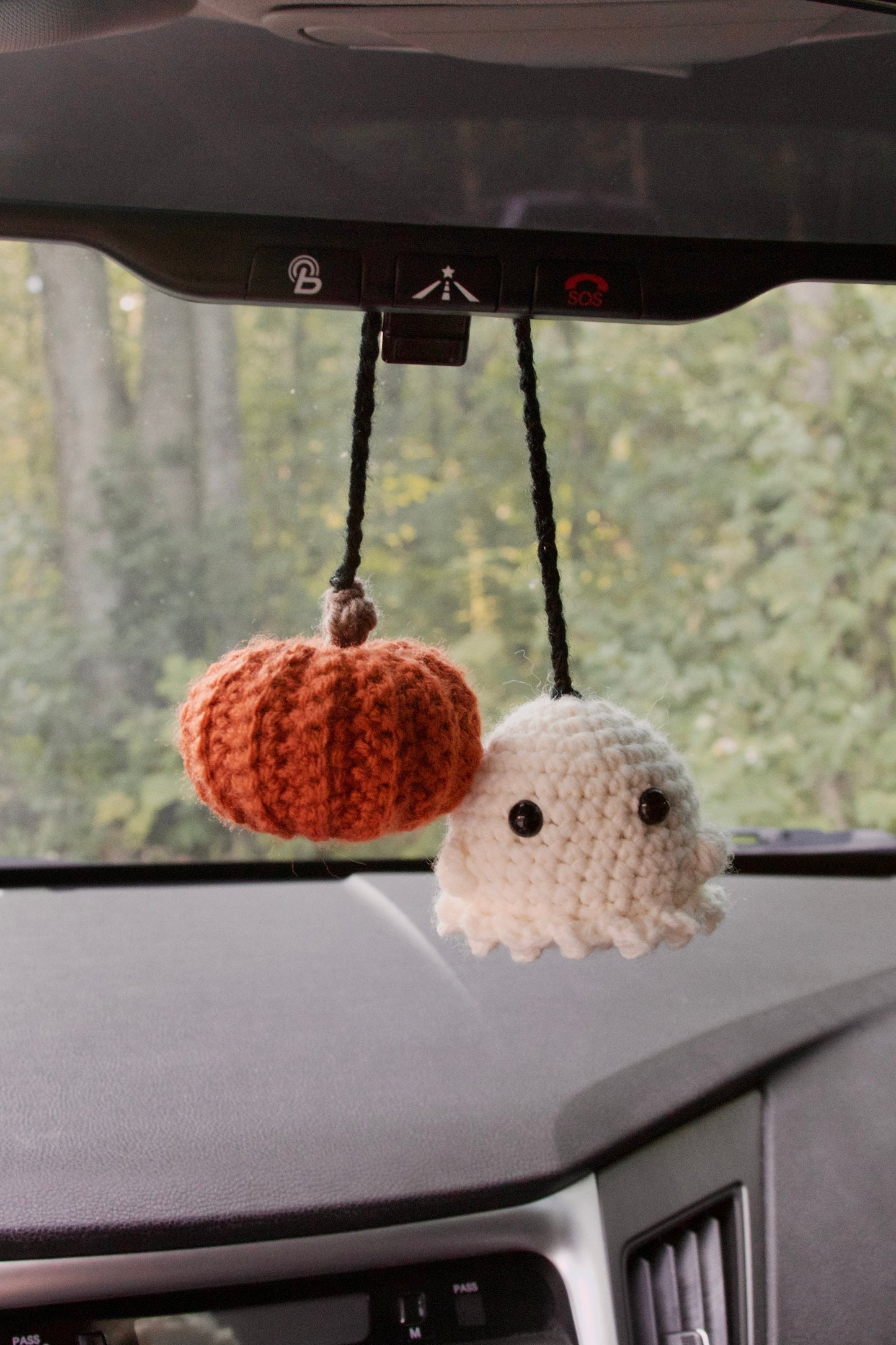 Crochet Pumpkin & Ghost Car Charm